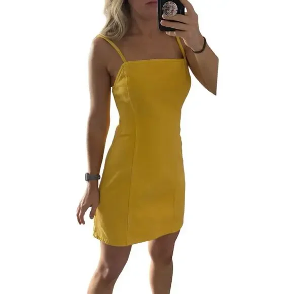 BDG retro denim yellow mini dress small - Picture 9 of 12